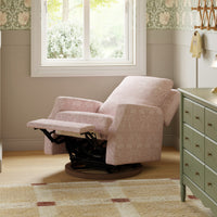 M22287PBRRDB,Crewe Recliner and Swivel Glider in Pure Brer Rabbit in Rose w/Dark Wood Base