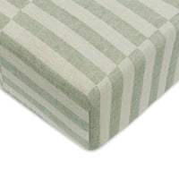 T30535,Moss Stripe Muslin Crib Sheet in GOTS Certified Organic Cotton