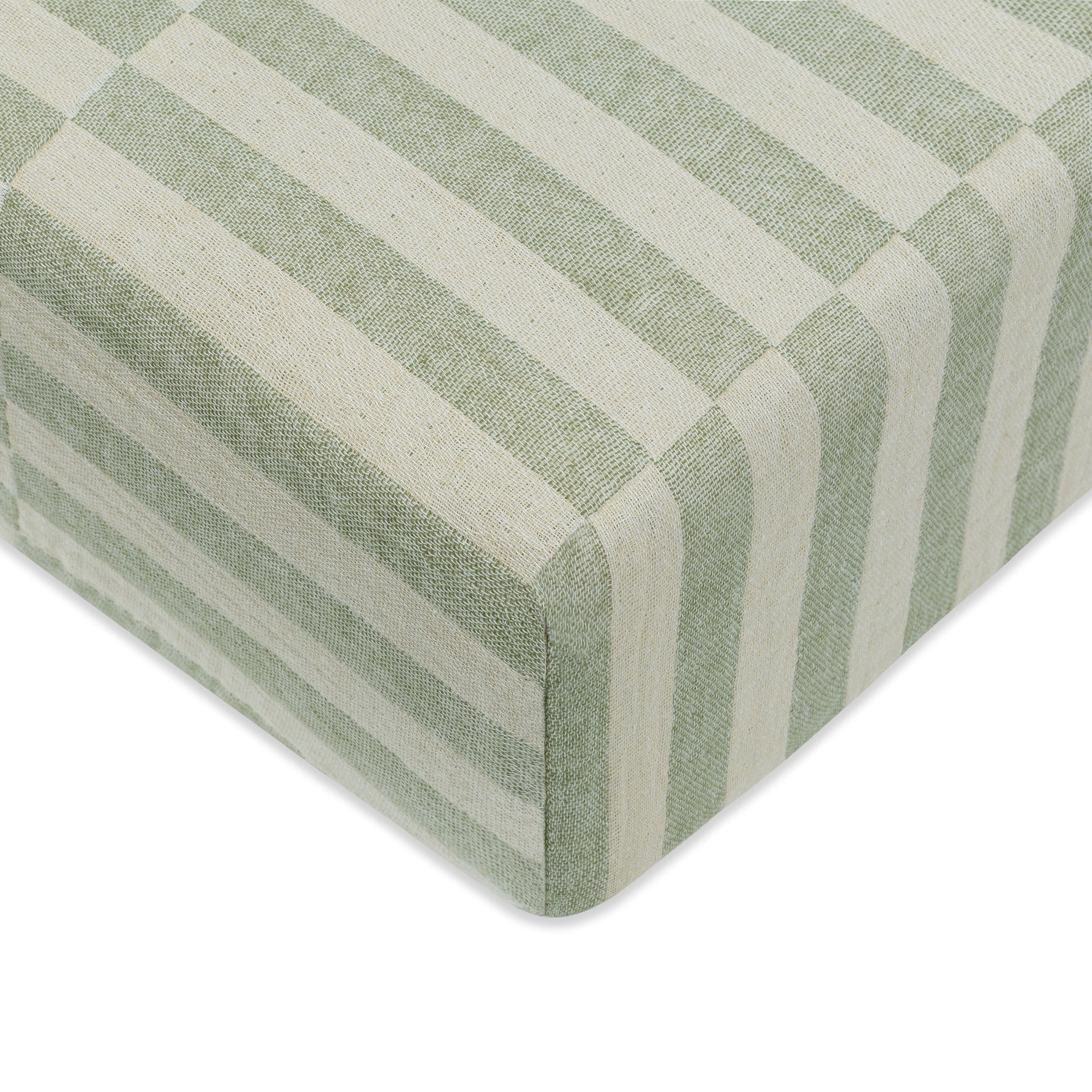 T30535,Moss Stripe Muslin Crib Sheet in GOTS Certified Organic Cotton