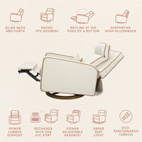 M23082PCMTB,Nate Berkus x Babyletto Sigi Pro Power Recliner in Performance Cream Linen w/Toffee Base