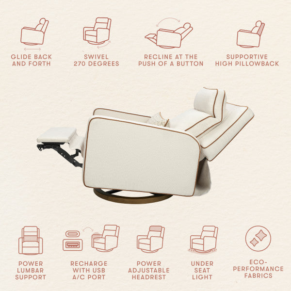 M23082PCMTB,Nate Berkus x Babyletto Sigi Pro Power Recliner in Performance Cream Linen w/Toffee Base