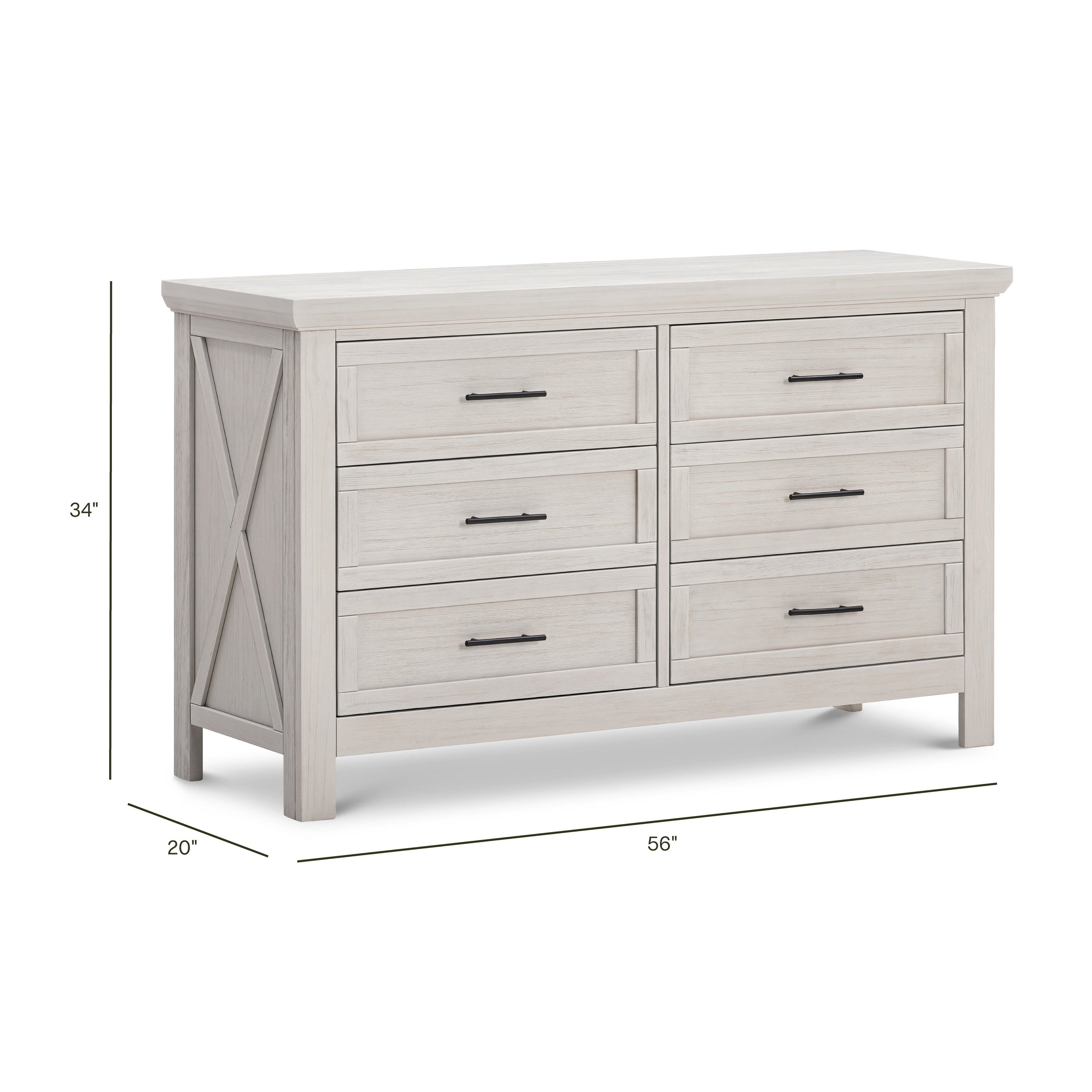 B14516WDF,Emory Farmhouse 6-Drawer Dresser in White Driftwood