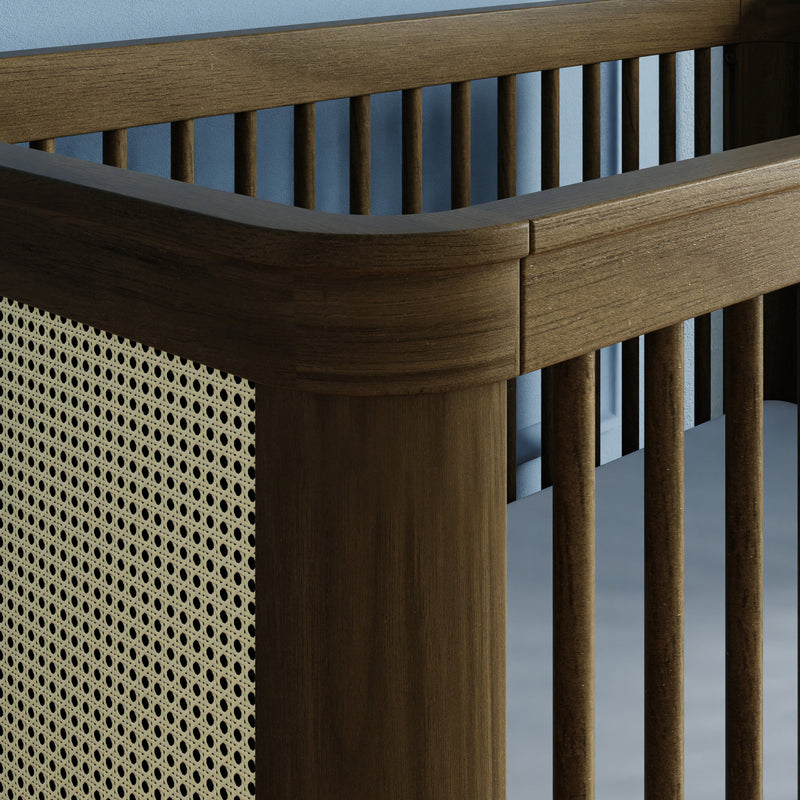 M23701NLBC,Marin with Cane 3-in-1 Convertible Crib in Natural Walnut and Blonde Cane