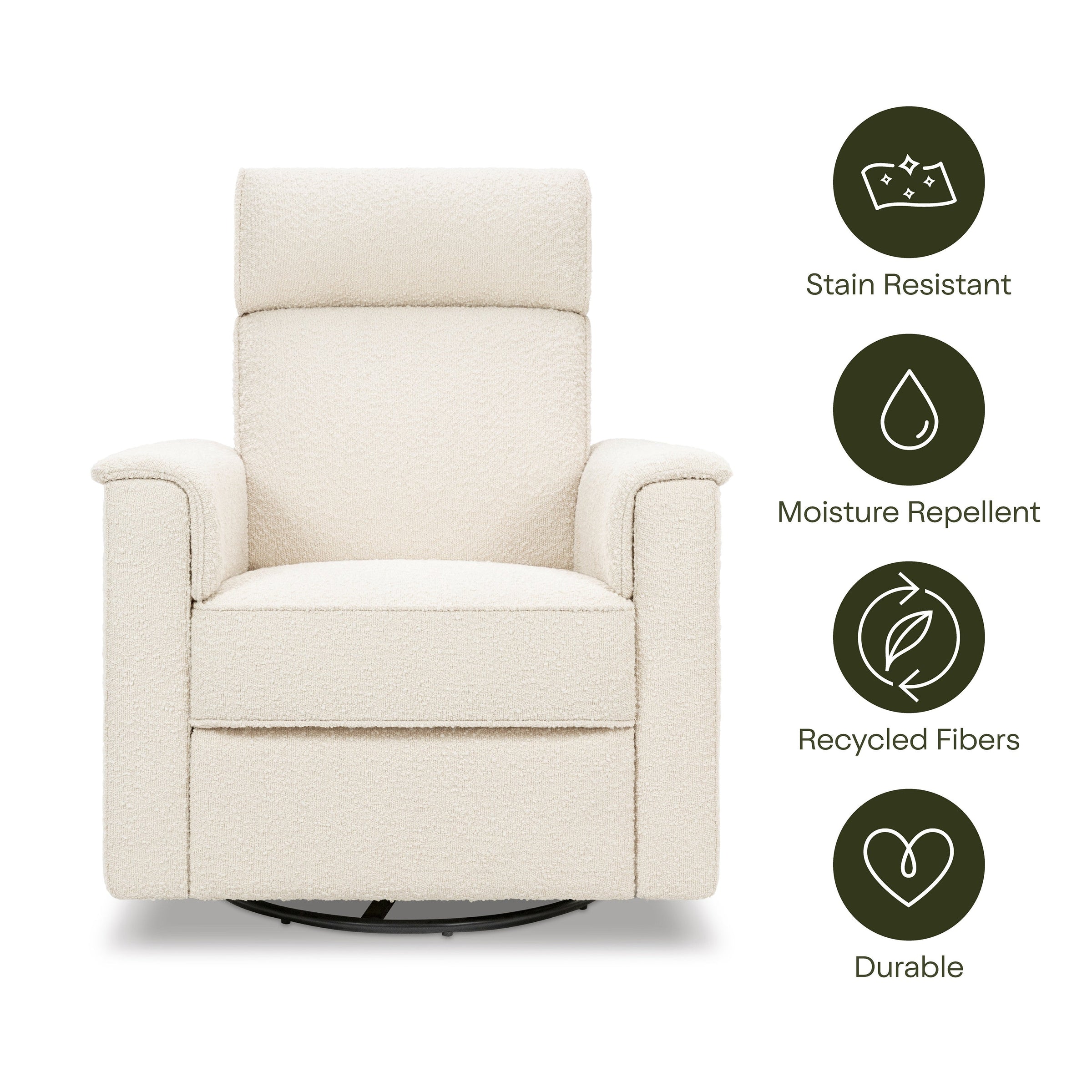 M17183PWB,Willa Deluxe Power Glider Recliner w/Heat&Massage in Performance Ivory Boucle