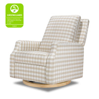 M22287TGHLB,Crewe Recliner and Swivel Glider in Tan Gingham with Light Wood Base