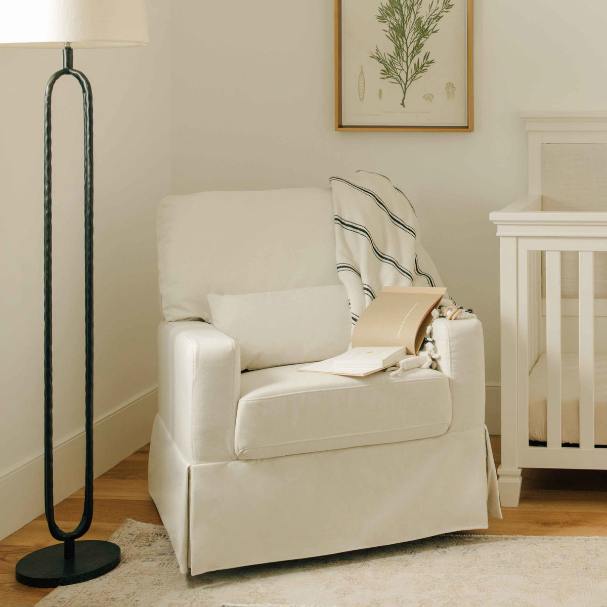 M21787PCMEW,Namesake,Crawford Pillowback Comfort Swivel Glider in Performance Cream Eco-Weave