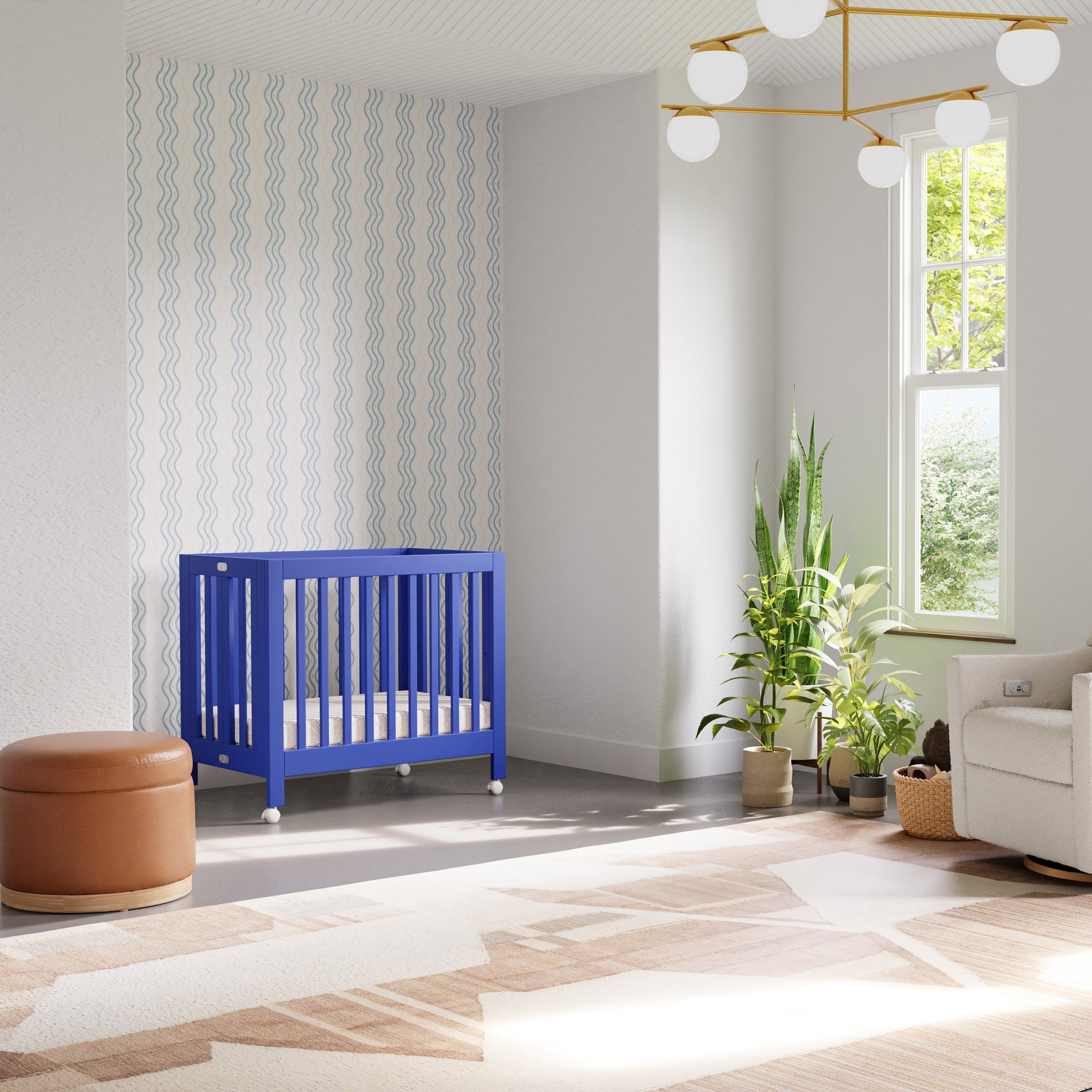 M6698CBT,Origami Mini Crib in Cobalt