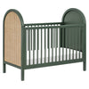 M25601FRGRNC,Bondi Cane 3-in-1 Convertible Crib w/ Toddler Bed Kit in Forest Green w/ Natural Cane