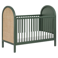 M25601FRGRNC,Bondi Cane 3-in-1 Convertible Crib w/ Toddler Bed Kit in Forest Green w/ Natural Cane