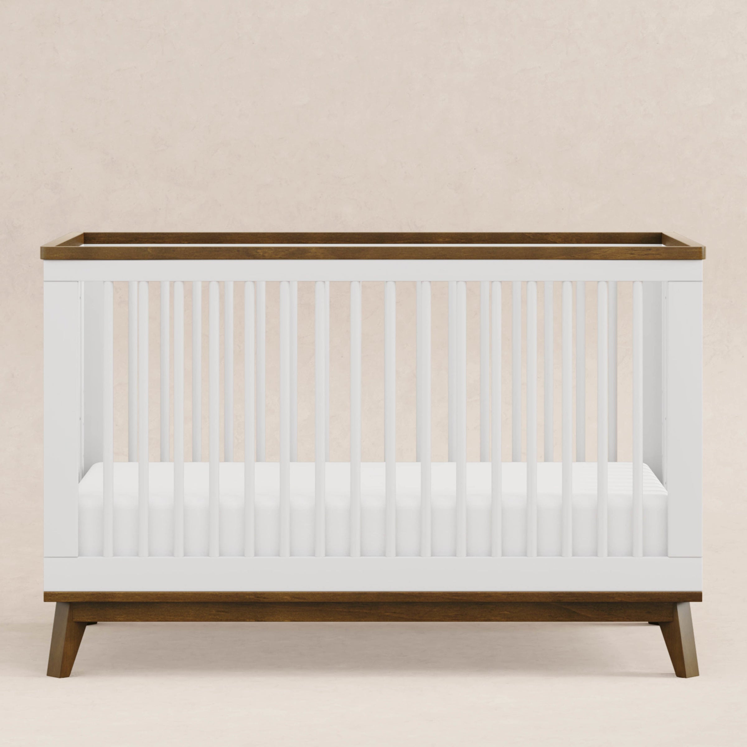 M5801WNL,Scoot 3-in-1 Convertible Crib w/ToddlerBed Conversion Kit in White/NaturalWalnut