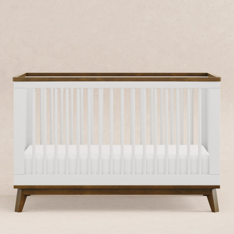M5801WNL,Scoot 3-in-1 Convertible Crib w/ToddlerBed Conversion Kit in White/NaturalWalnut