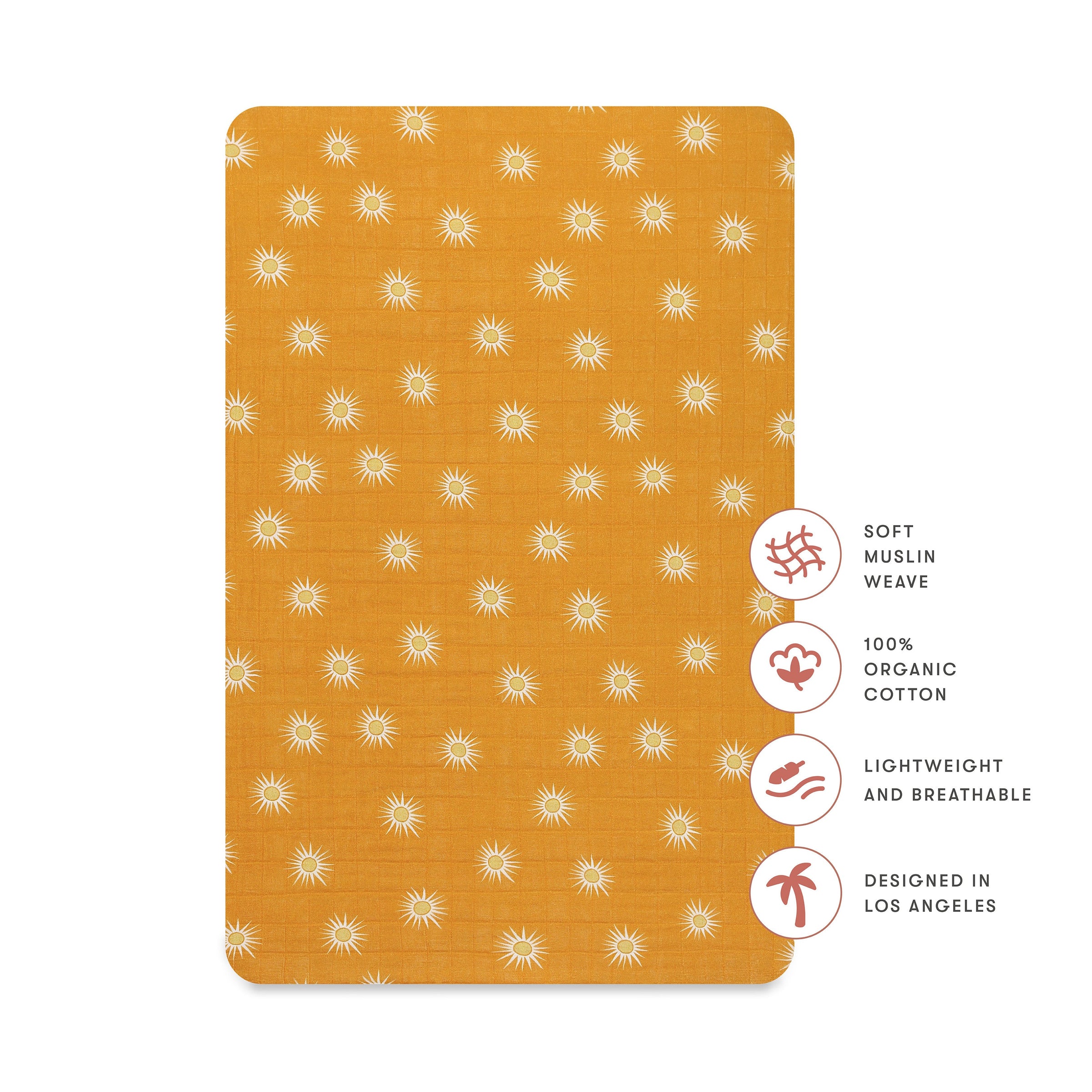 T26936,Golden Hour Muslin Mini Crib Sheet in GOTS Certified Organic Cotton