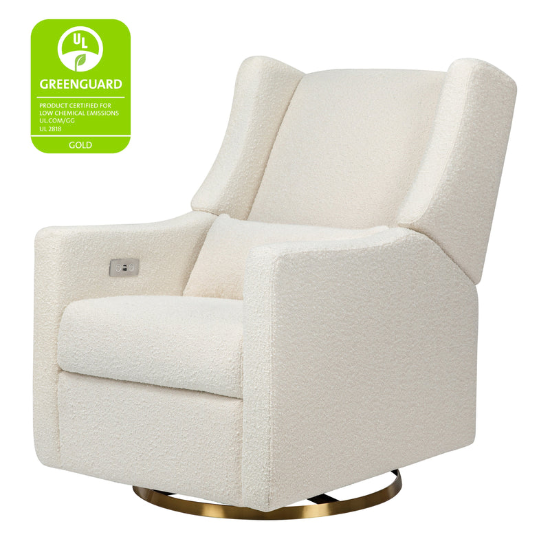 M11288WBG,Kiwi Glider Recliner w/ Electronic Control and USB in Ivory Boucle w/Gold Base