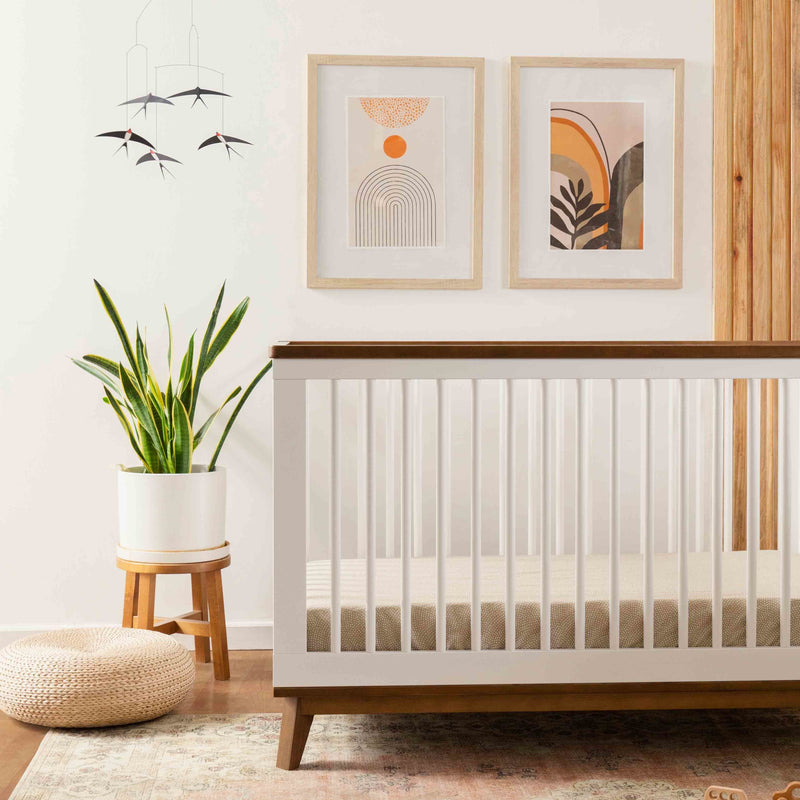 M5801WNL,Scoot 3-in-1 Convertible Crib w/ToddlerBed Conversion Kit in White/NaturalWalnut