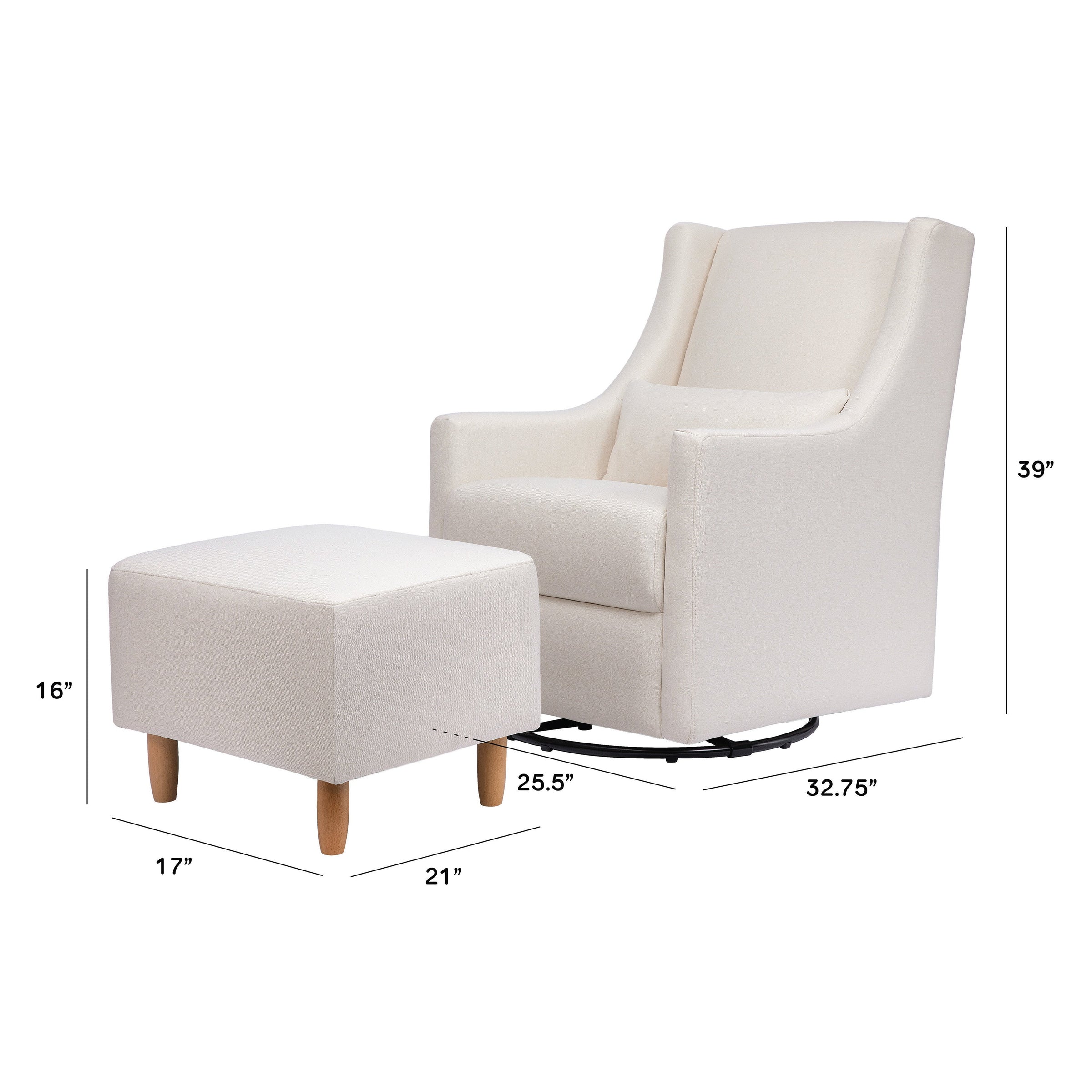 M11287PCMEW,Toco Swivel Glider and Ottoman in Performance Cream Eco-Weave w/Natural Feet