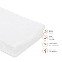 T29437,Plain White Quilted Muslin Changing Pad Cover in GOTS Certified Organic Cotton