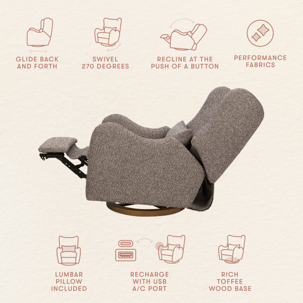 M34288ESWTB,Nate Berkus x Babyletto Westham Power Recliner in Performance Earth Slub Weave w/Toffee Base
