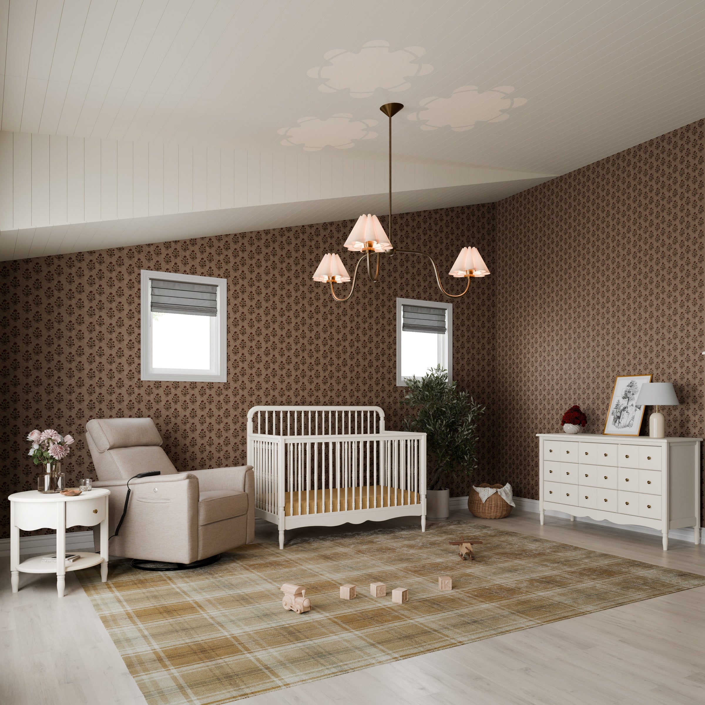 M7141RW,Liberty 4-in-1 Convertible Spindle Crib in Warm White