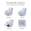 M22286BGHLB,Crewe Electronic Swivel Glider Recliner in Blue Gingham with Light Wood Base