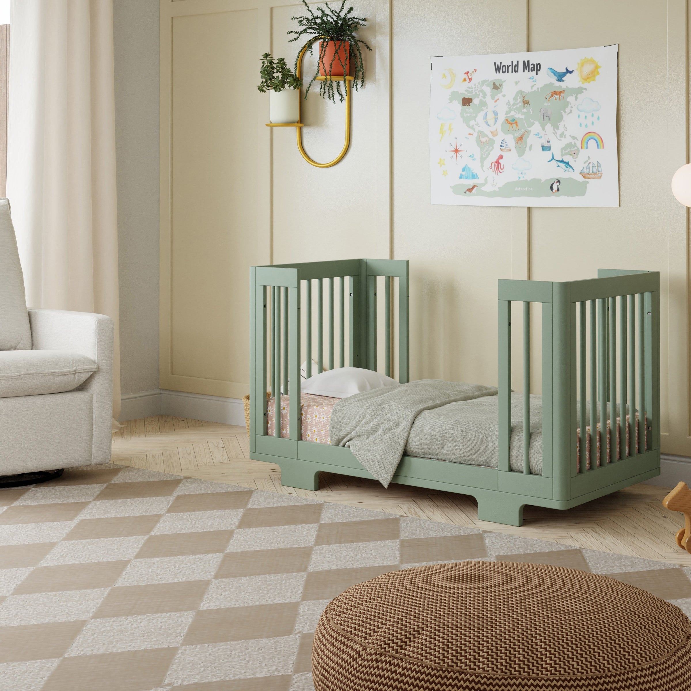 M23401LS,Yuzu 8-in-1 Convertible Crib w/All-Stages Conversion Kits in Light Sage