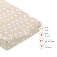 T27037,Beach Bum Quilted Muslin Changing Pad Cover in GOTS Certified Organic Cotton