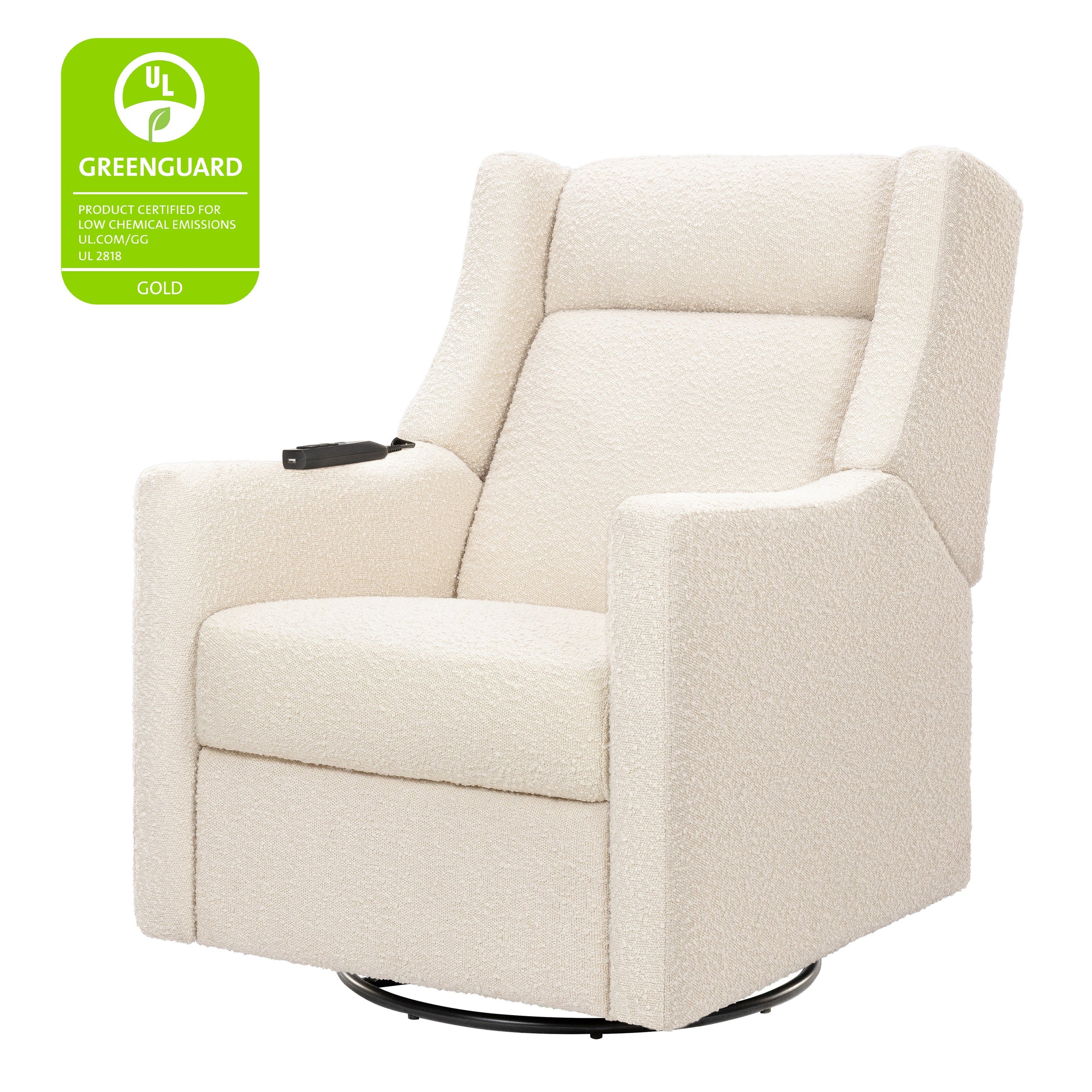 M11283PWB,Kiwi Deluxe Power Glider Recliner w/Heat&Massage in Performance Ivory Boucle