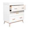 M5823WNX,Scoot 3-Drawer Changer Dresser in White/Washed Natural Finish