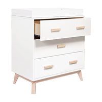 M5823WNX,Scoot 3-Drawer Changer Dresser in White/Washed Natural Finish
