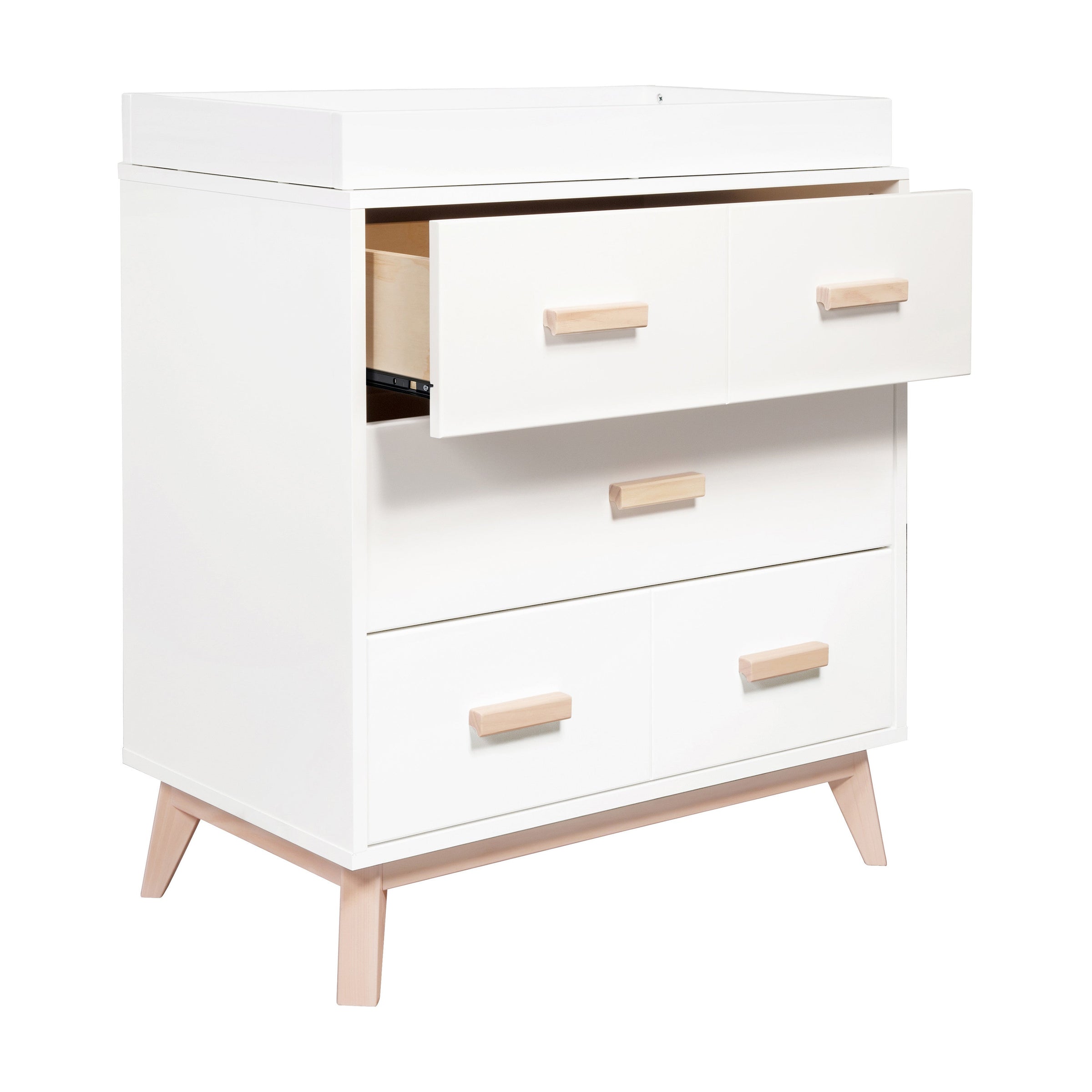 M5823WNX,Scoot 3-Drawer Changer Dresser in White/Washed Natural Finish
