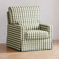 M21787GGH,Crawford Pillowback Comfort Swivel Glider in Moss Green Gingham