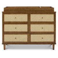 M23716NLBC,Marin with Cane 6 Drawer Assembled Dresser in Natural Walnut and Blonde Cane