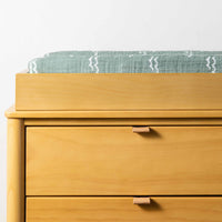 T27137,Ocean Waves Quilted Muslin Changing Pad Cover in GOTS Certified Organic Cotton