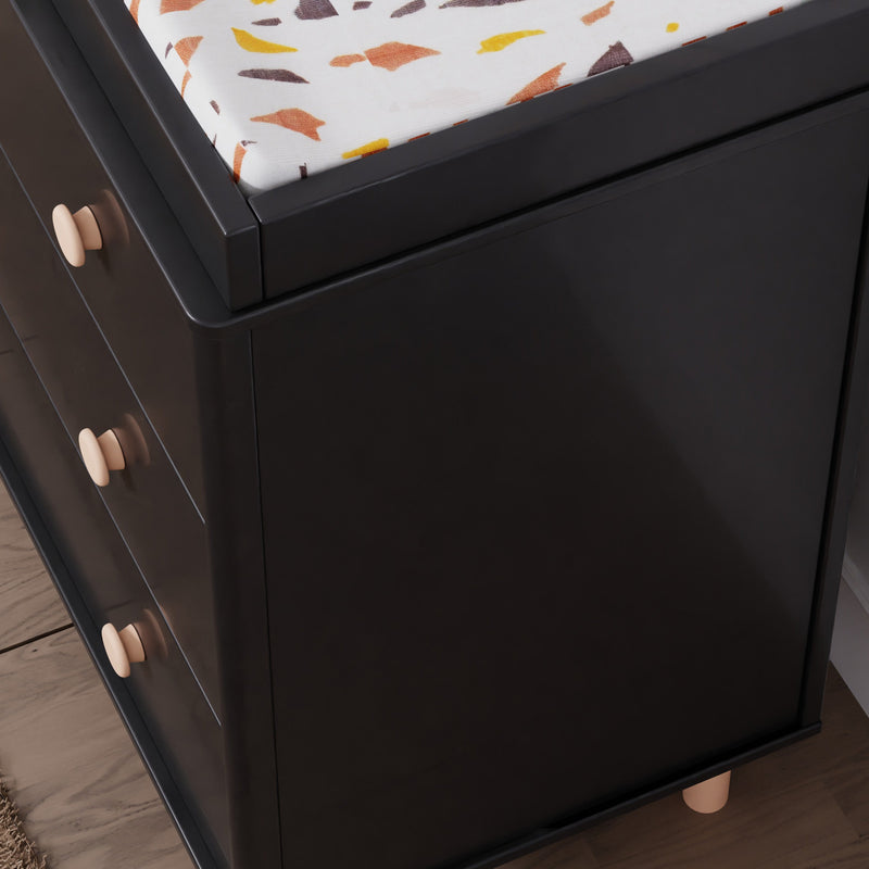 M9023BNX,Lolly 3-Drawer Changer Dresser w/Removable Changing Tray in Black/Washed Natural