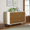 M15916RWNL,Palma 7-Drawer Double Dresser  Assembled in Warm White w/Natural Walnut
