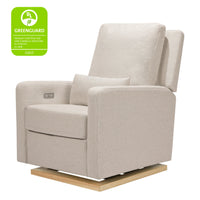 M23085PBEWLB,Sigi Glider Recliner w/ Electronic Control and USB in Performance Beach Eco-Weave w/Light Wood Base