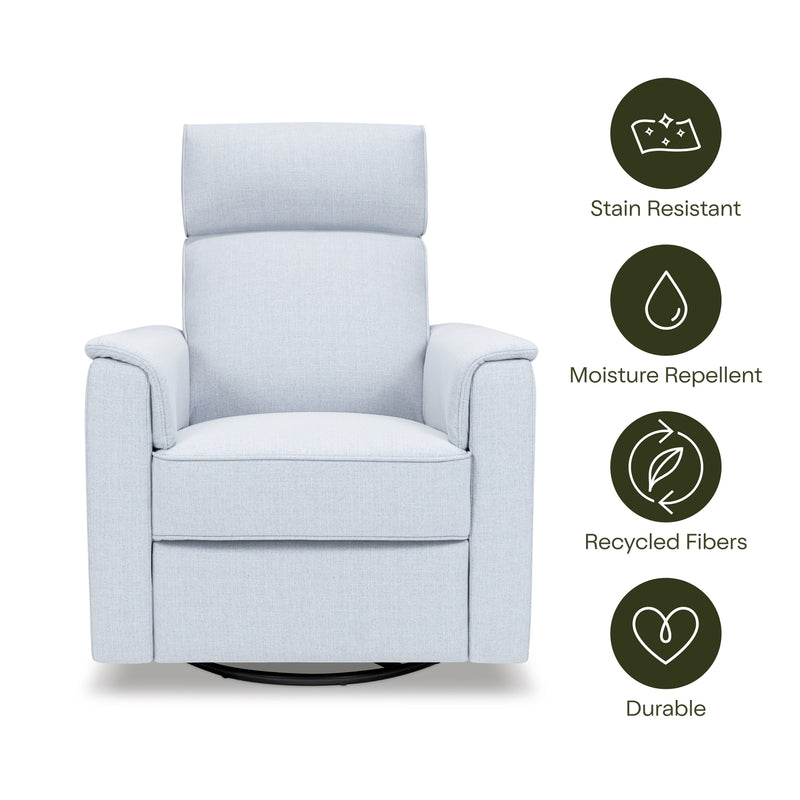 M17182PCET,Willa Pro Power Glider Recliner w/ Power Lumbar in Performance Blue Chambray Eco-Twill