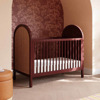 M25601CRNC,Bondi Cane 3-in-1 Convertible Crib w/ Toddler Bed Kit in Crimson with Natural Cane