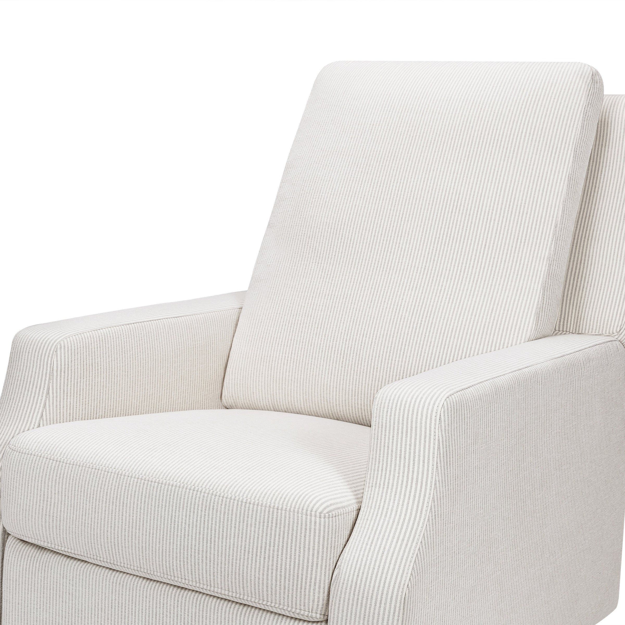 M22287FCSLB,Crewe Recliner and Swivel Glider in Fog Chatham Stripe Performance Eco-Weave w/LB