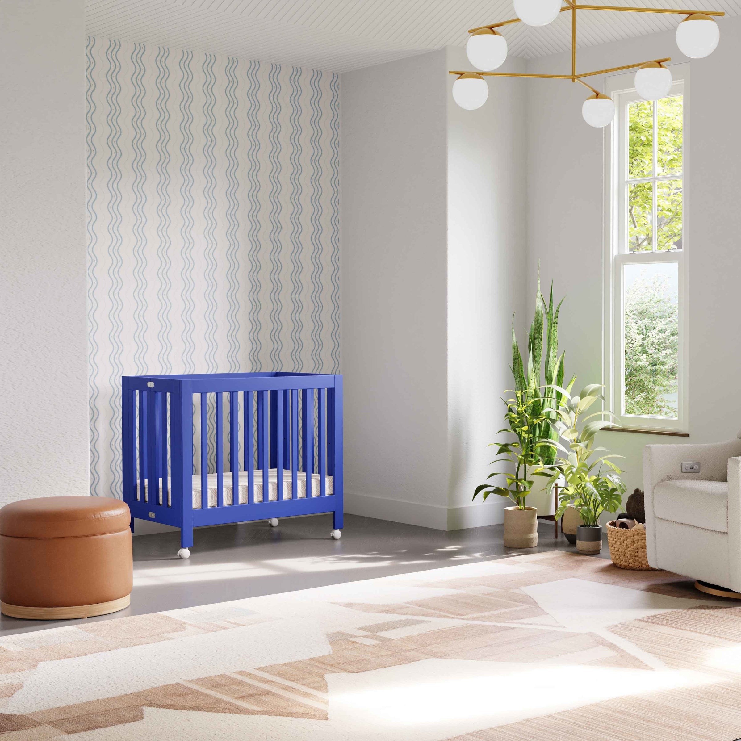 M6698CBT,Origami Mini Crib in Cobalt