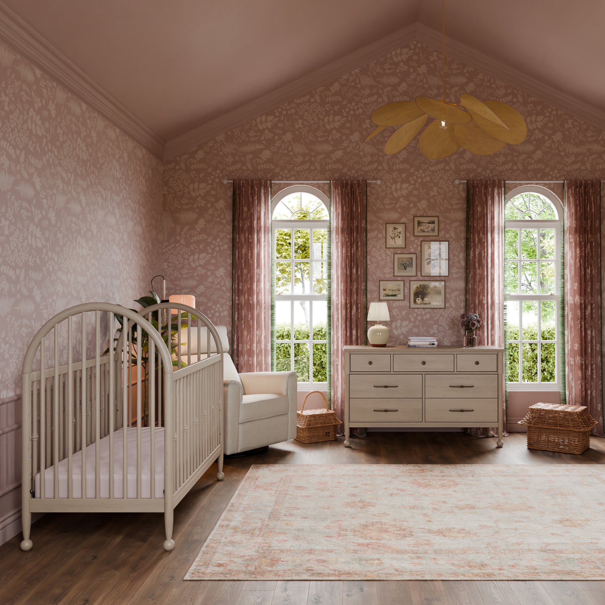 M31401WP,Alouette 3-in-1 Convertible Spindle Crib in Washed Pine