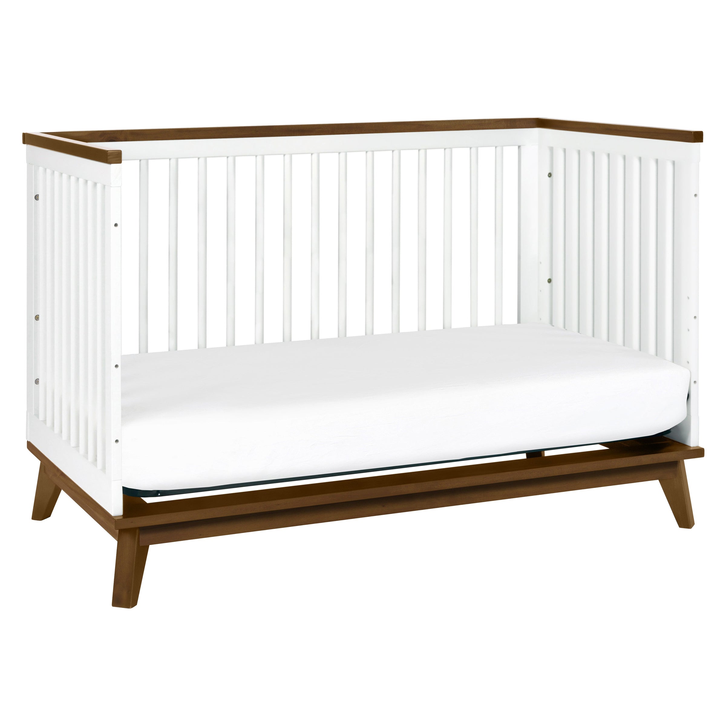 M5801WNL,Scoot 3-in-1 Convertible Crib w/ToddlerBed Conversion Kit in White/NaturalWalnut