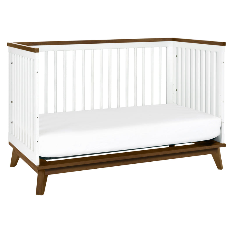 M5801WNL,Scoot 3-in-1 Convertible Crib w/ToddlerBed Conversion Kit in White/NaturalWalnut