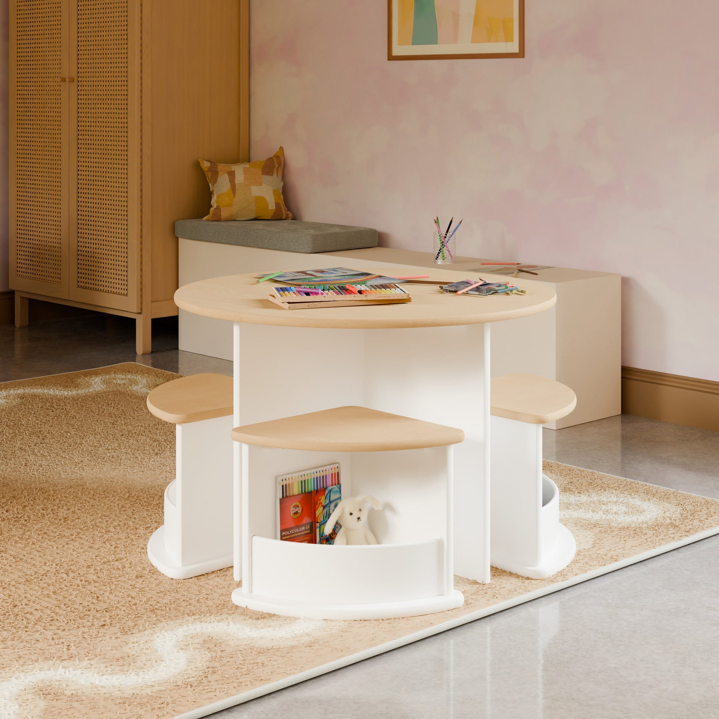 M31720WNX,Nessa Nesting Play Table in White and Washed Natural