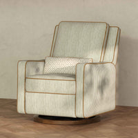 M23085OSCTB,Nate Berkus x Babyletto Sigi Power Recliner in Perf Olive Stripe Eco-Crossweave w/Toffee Base