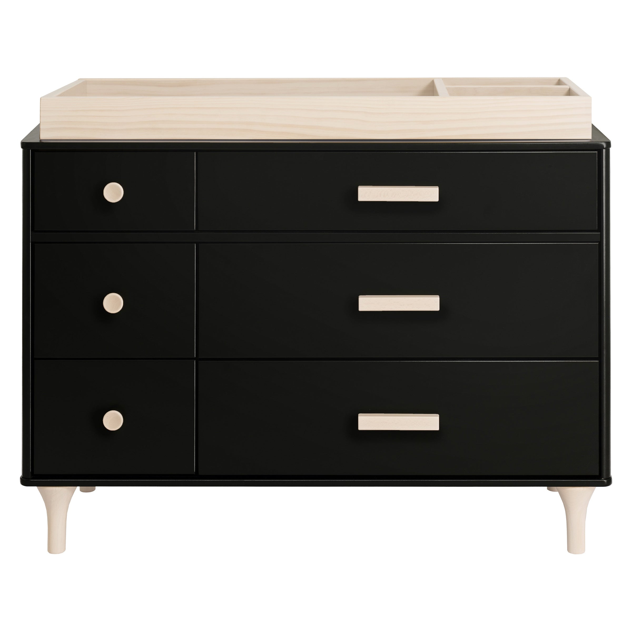 M9016BNX,Lolly 6-Drawer Double Dresser  Assembled in Black/Washed natural