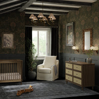 M23716NLBC,Marin with Cane 6 Drawer Assembled Dresser in Natural Walnut and Blonde Cane