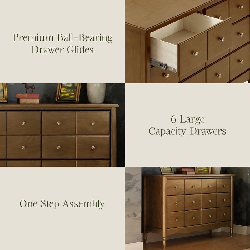 M7116NL,Liberty 6-Drawer Assembled Dresser in Natural Walnut