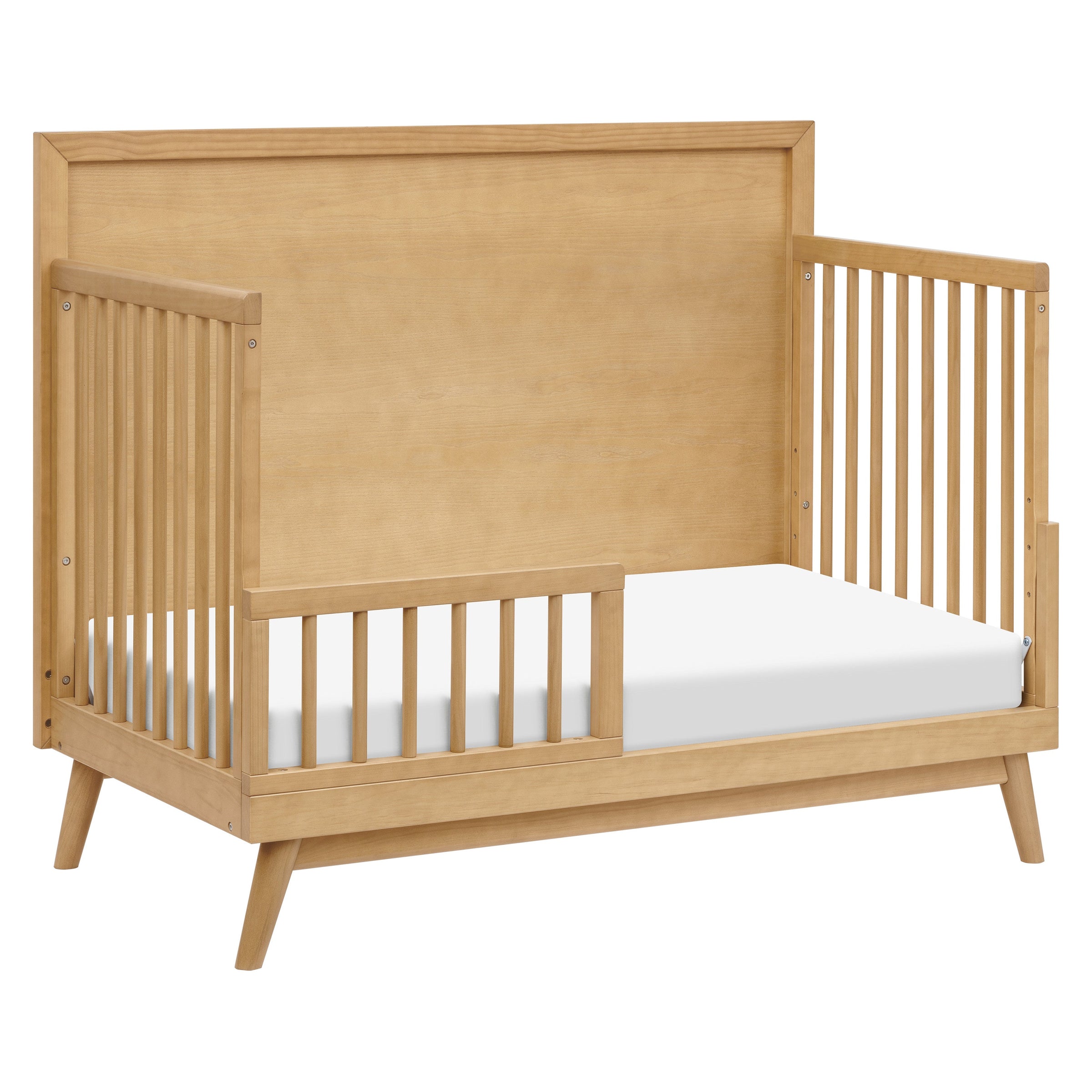M15901HY,Palma Mid-Century 4-in-1 Convertible Crib w/ Toddler Bed Conversion in Honey