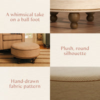 M33385BSCTF,Nate Berkus x Babyletto Astre Ottoman in Perf Bronze Stripe Eco-Crossweave w/Toffee feet