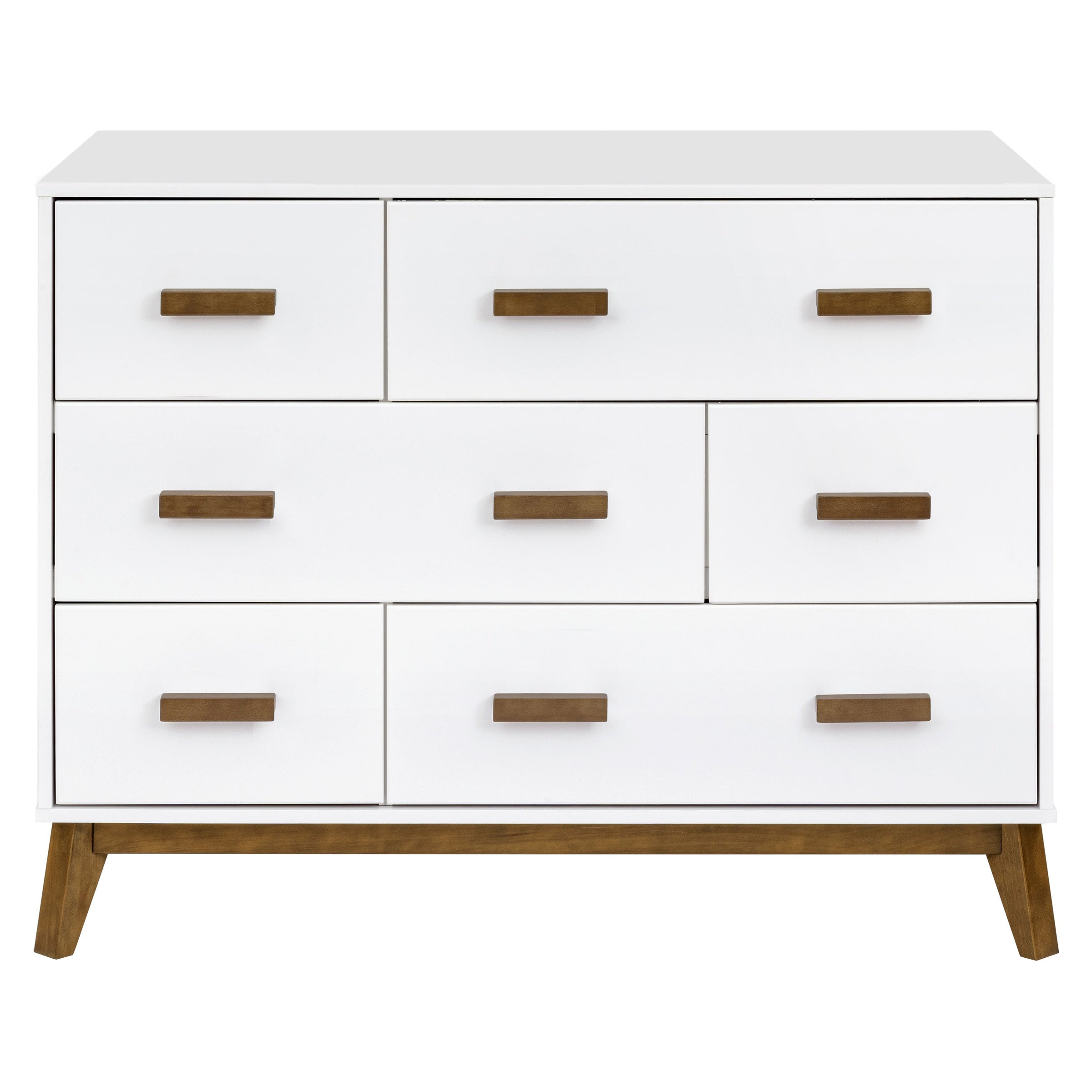 M5826WNL,Scoot 6-Drawer Dresser in White/Natural Walnut
